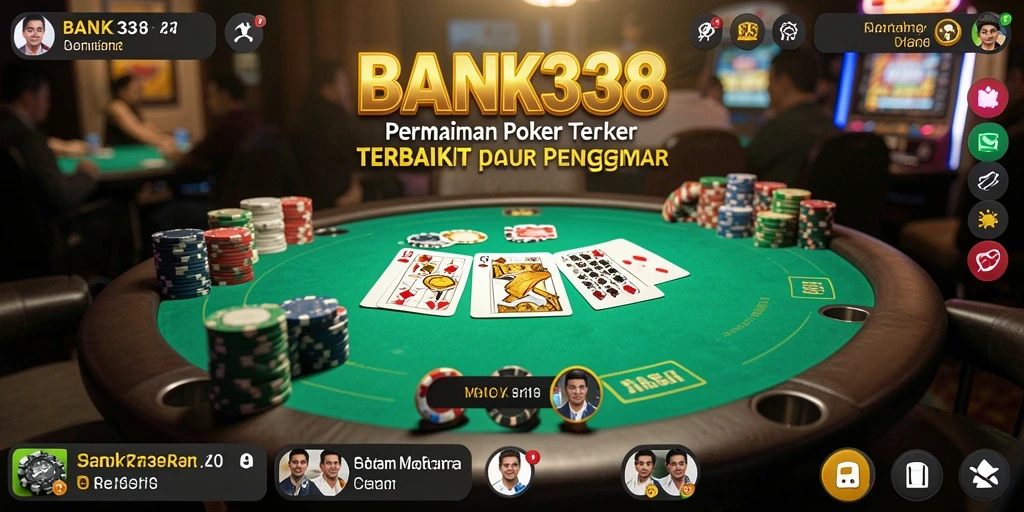 Screenshot gameplay BANK338 menunjukkan suasana pertandingan Poker yang intens.