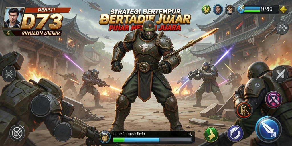Tampilkan gameplay D73 dengan pertempuran strategi yang intens.