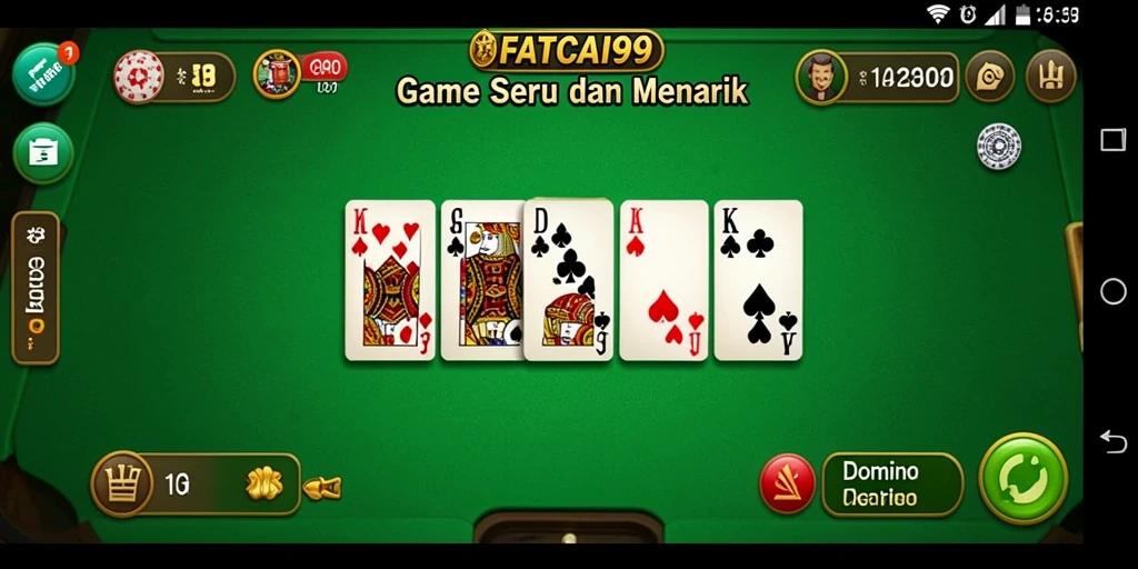 Tangkapan layar utama FATCAI99 menampilkan gameplay Domino yang seru.