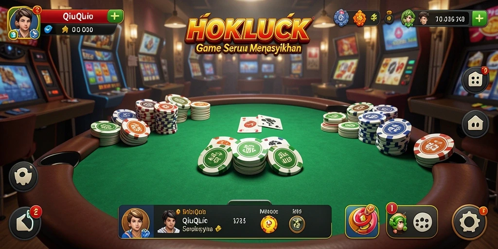 Screenshot HOKILUCK menampilkan momen seru dalam permainan QiuQiu.