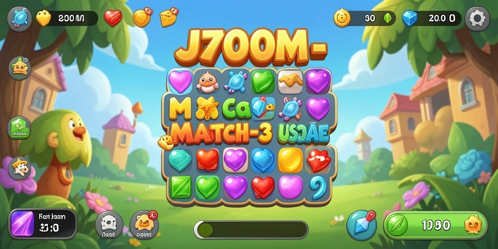 Gameplay seru J200M dalam mencocokkan objek berwarna-warni.