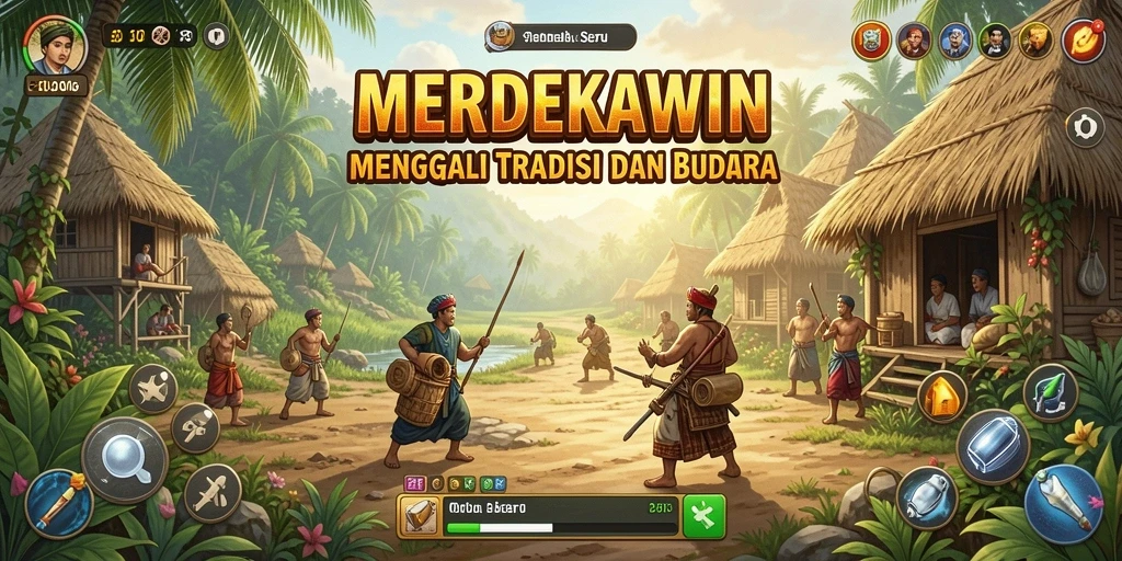 Tampilan gameplay petualangan yang seru dalam MERDEKAWIN.