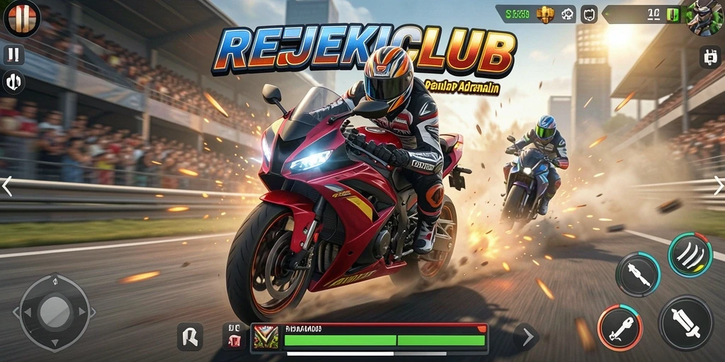 Gameplay seru balap motor di REJEKICLUB yang menegangkan.