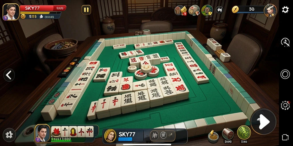 Tampilan gameplay Mahjong yang menarik dari SKY77.