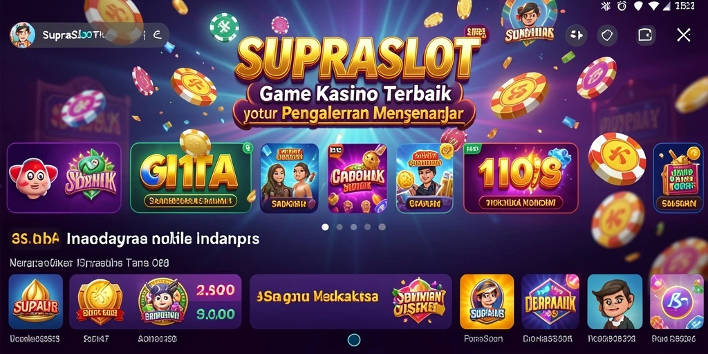 Screenshot gameplay dari <strong>SUPRASLOT</strong> menunjukkan berbagai permainan slot yang menarik.